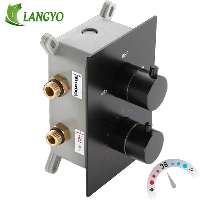 Langyo Matte Black Thermostatic Shower Faucet Mixing Valve