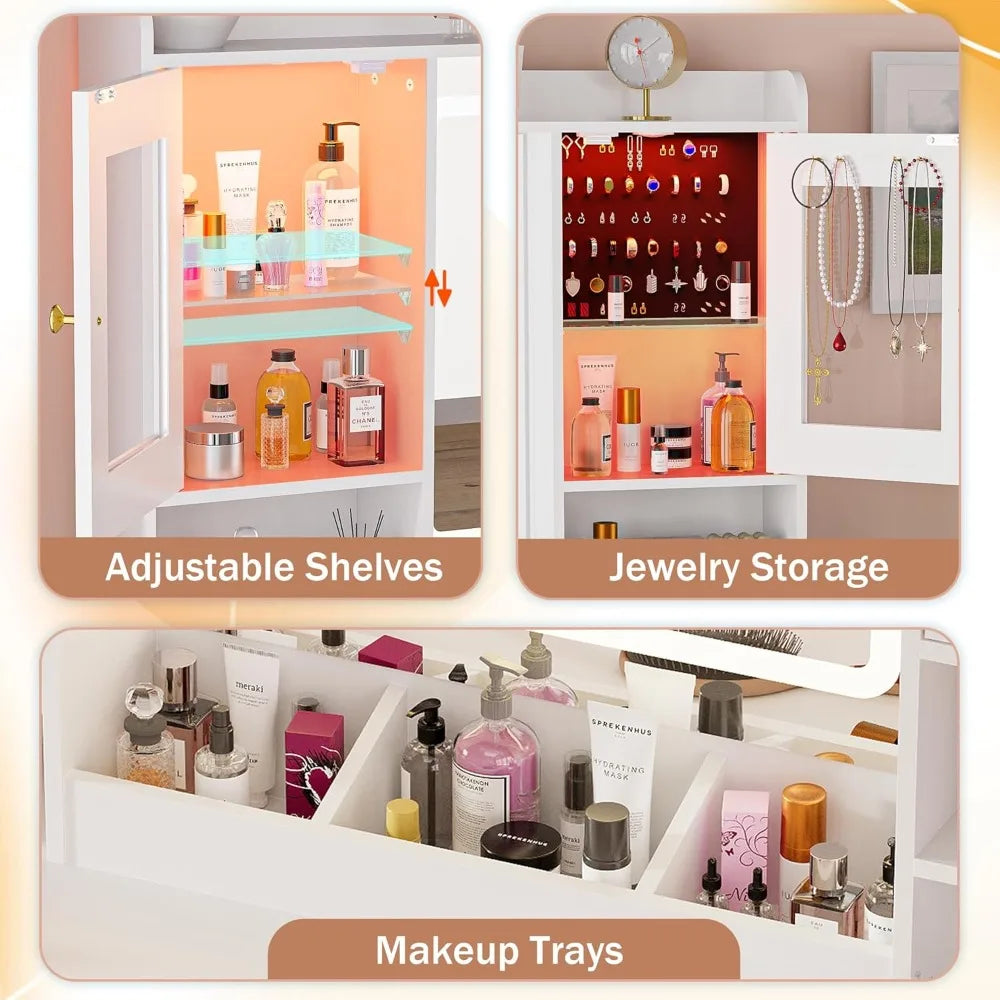 Makeup Vanity Desk Mirror Lights White Large Vanity
