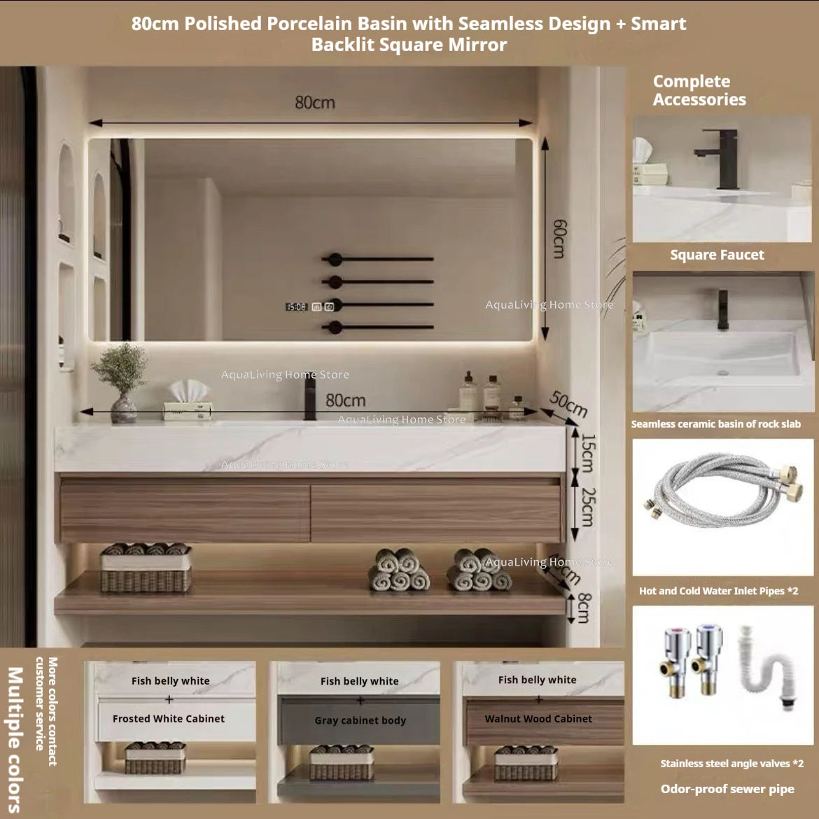 Luxury Rock Plate Bathroom Cabinets Intelligent Mirror Wash