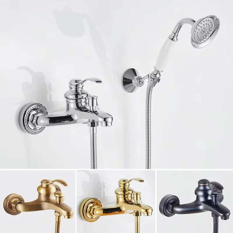European Style Bathroom Shower Faucet Copper Brass Shower