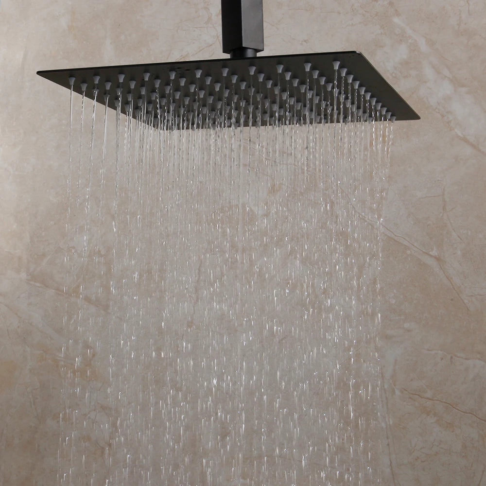 Kemaid Matte Black Rainfall Shower Faucet Systerm W/