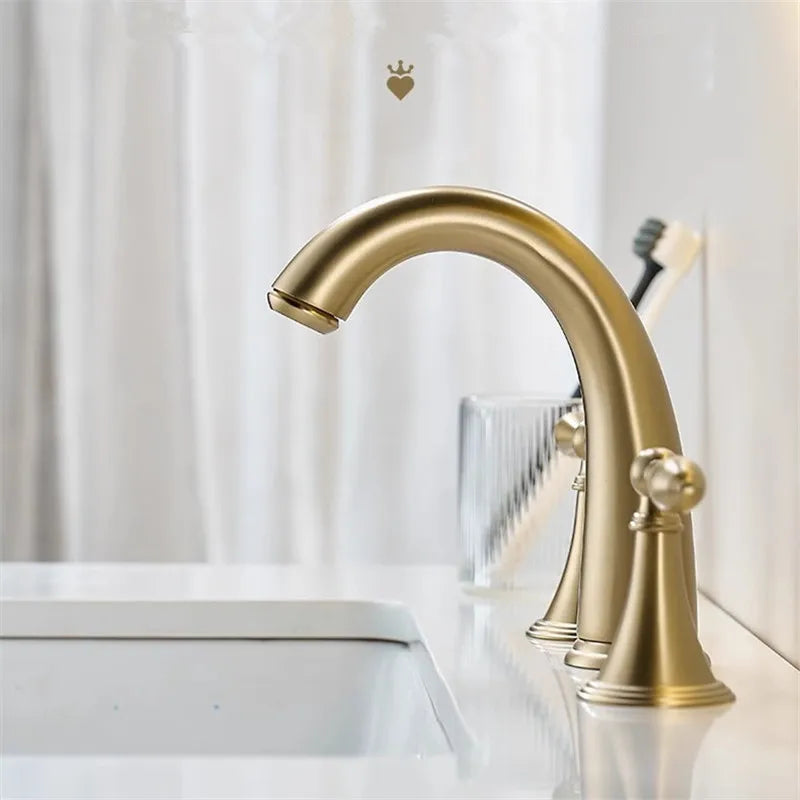Brushed Gold Bathroom Faucet Total Brass Basin Faucet