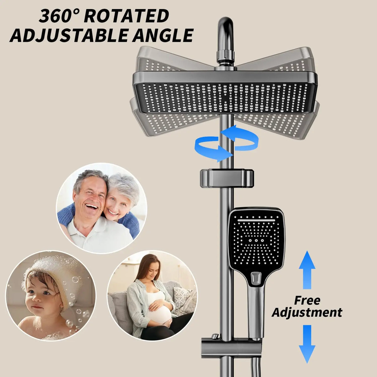 Bathroom Shower Faucet Complete Rain Shower Black Faucet