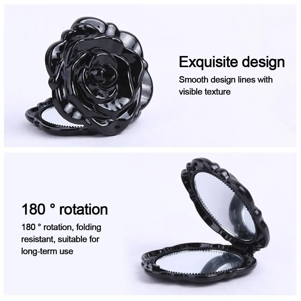 Double-Sided Rose Flower Makeup Mirror Handheld Convenient Mini