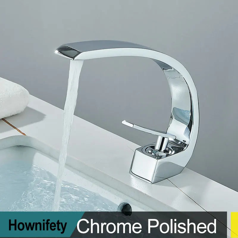 Black Chrome Bathroom Basin Faucet Deck Mount Cold