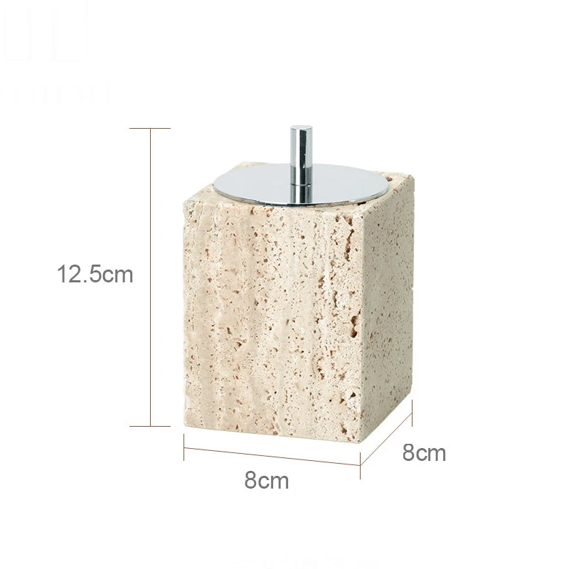 Beige Travertine Bathroom Natural Marble Soap Dispenser Reed