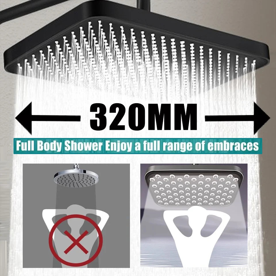 320mm Big Panel Supercharge Waterfall Shower Head Modes
