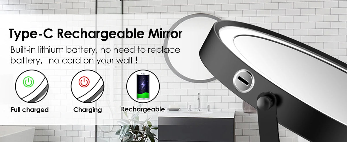 Touch Led Folding Bathroom Mirrors Double Face 5x