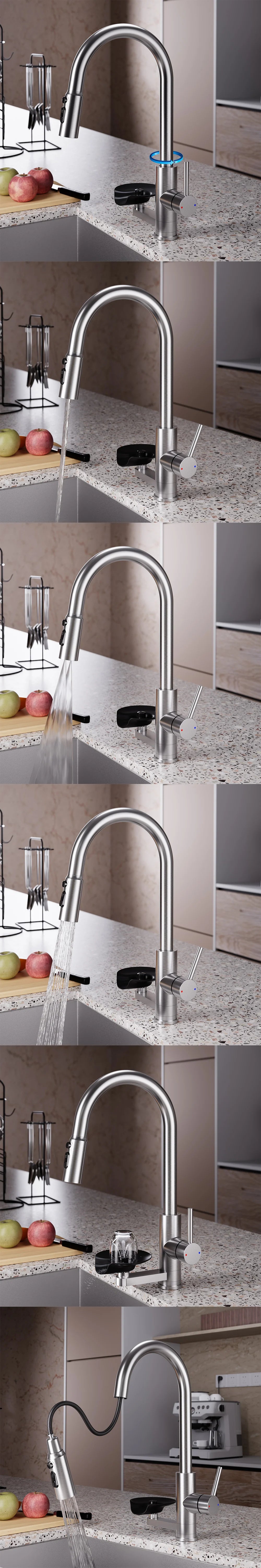 Modern High End Sink Faucet Cup Washer Brushed