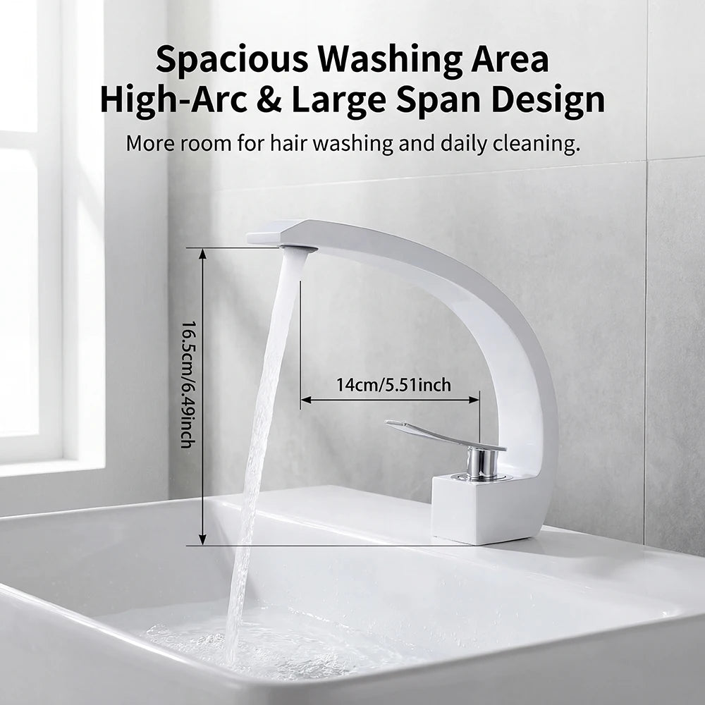 Modern Minimalist Handle White Bathroom Sink Faucet Aluminum