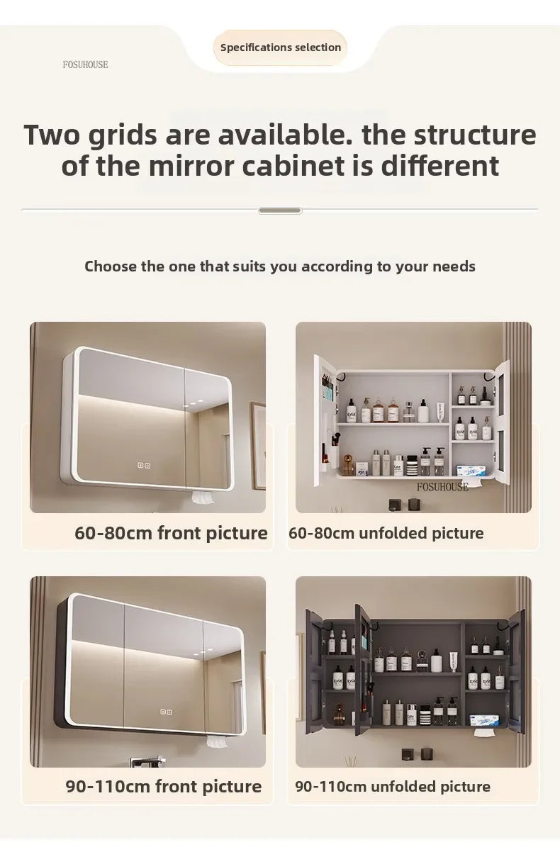 Arc-Shaped Smart Bathroom Mirror Cabinet Wall-Mounted Bathroom