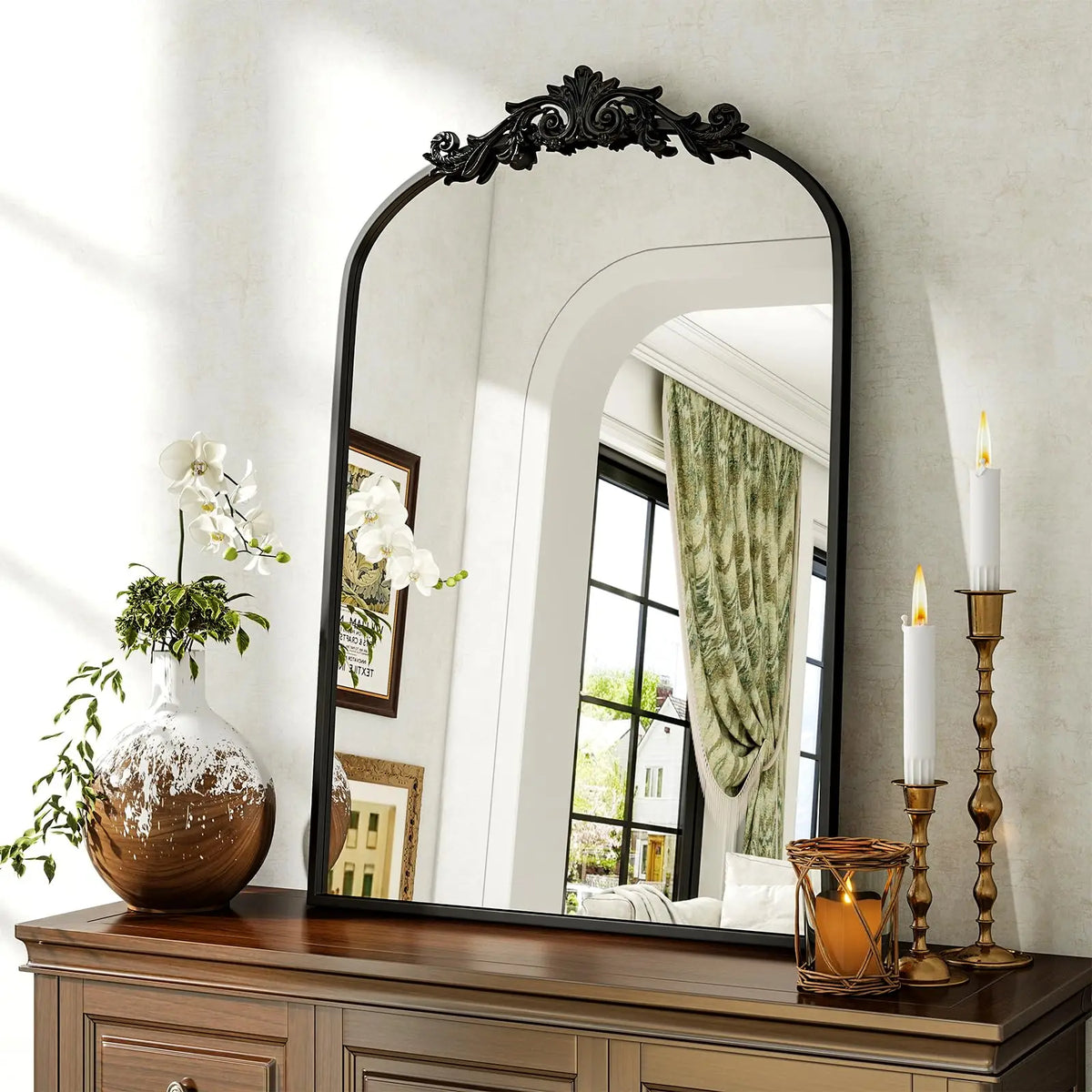 Beautypeak Vanity Wall Mirror Decorative Vintage Arch Bathroom