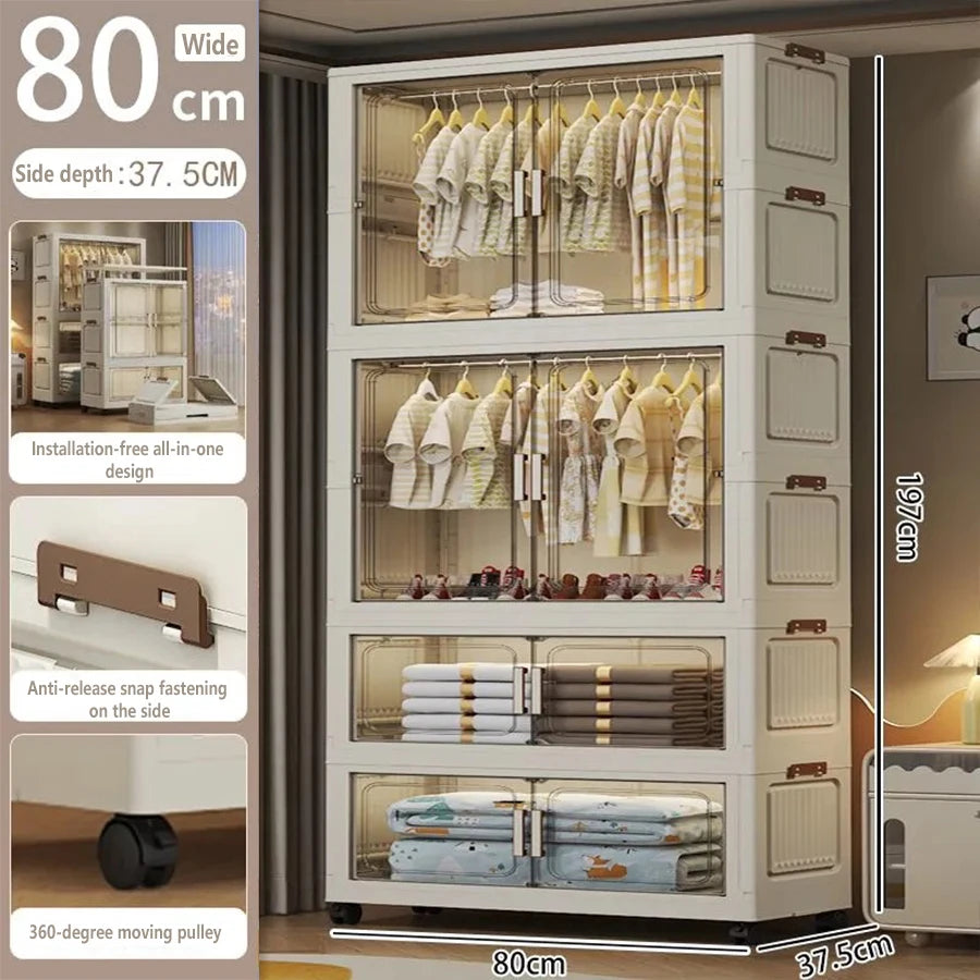Multi-Functional Folding Storage Cabinet Doors White/Black/Gray