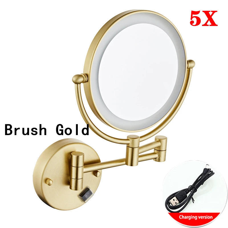Brushed Gold Led Bathroom Mirrors Quality Brass Folding