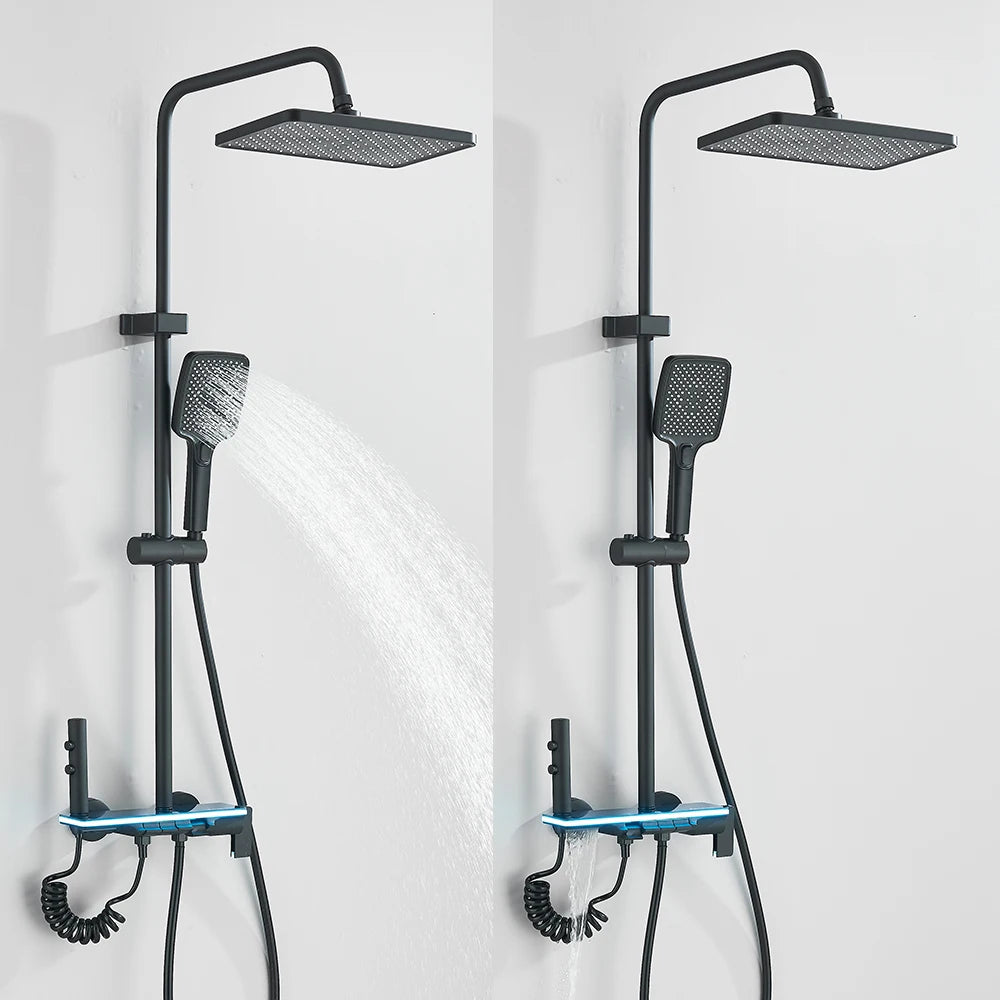 Black Lcd Display Screen Shower Faucet Bathroom Cold