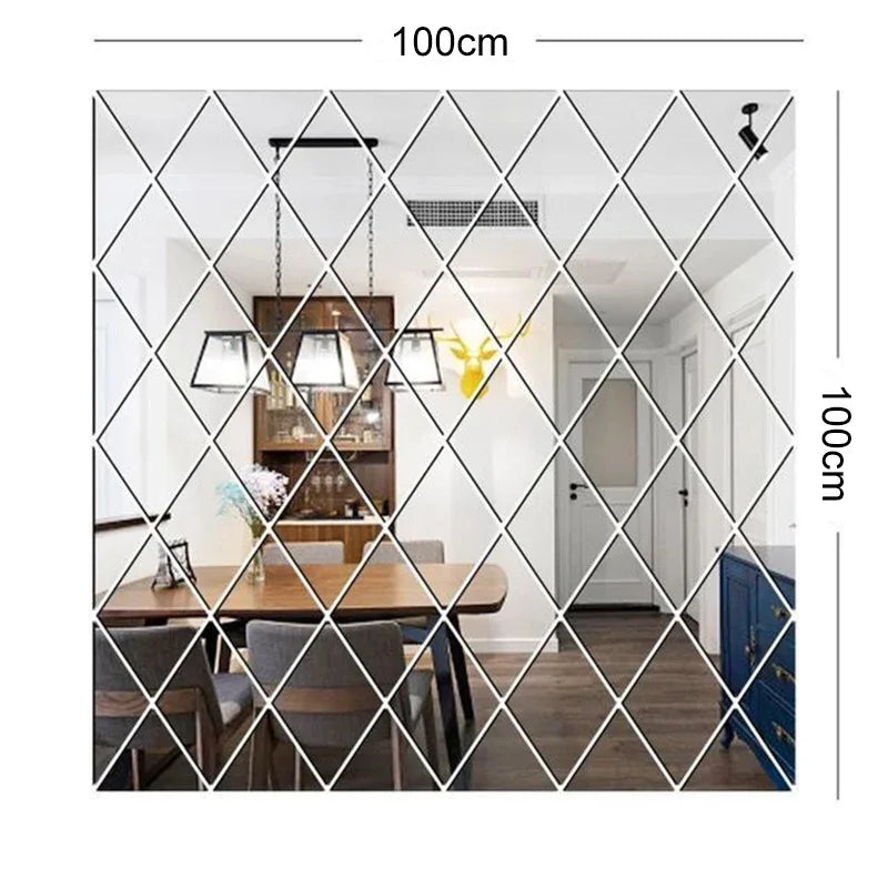 3d Mirror Stickers Acrylic Triangles Self-Adhesive Diamonds Diy