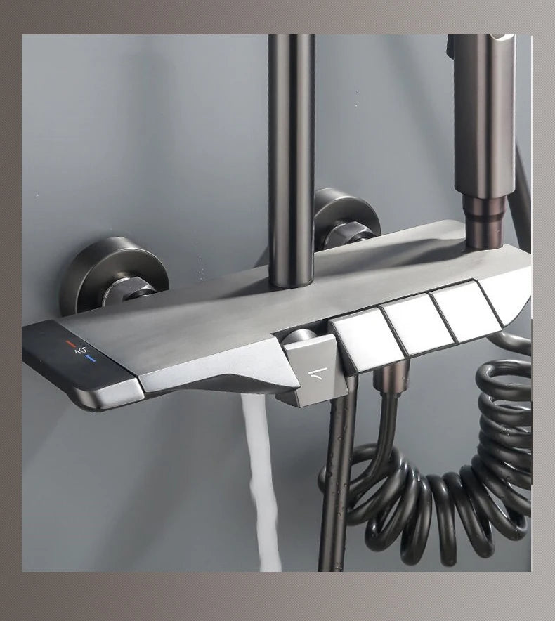 Grey Shower System Bathroom Digital Led Rain Showers