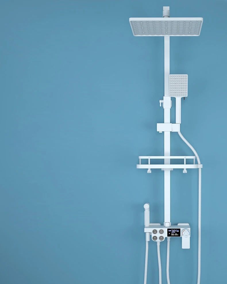 White Digital Bathroom Shower Quality Brass Bathroom Mixer