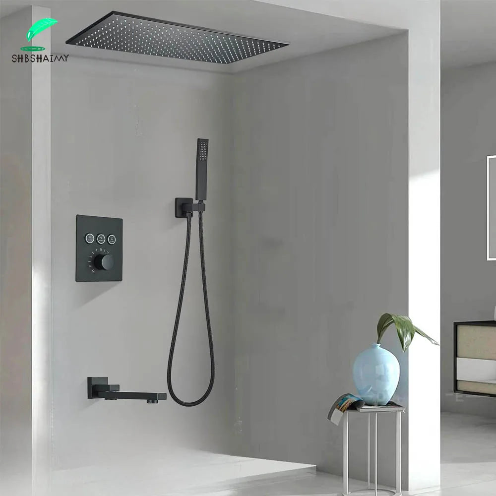 Luxury Thermostatic Shower Systems Big Rainfall Shower Concealed