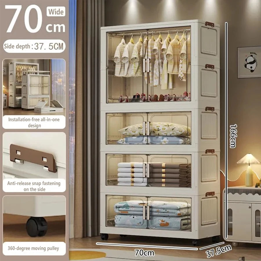 Multi-Functional Folding Storage Cabinet Doors White/Black/Gray
