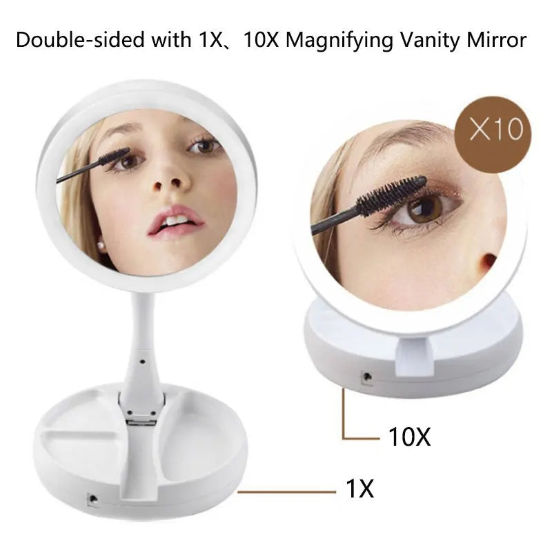Flexible Foldable 1x 10x Magnifying Vanity Mirror Led