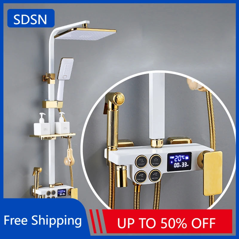 Thermostatic Bathroom Shower System Solid Brass Bathroom Faucets