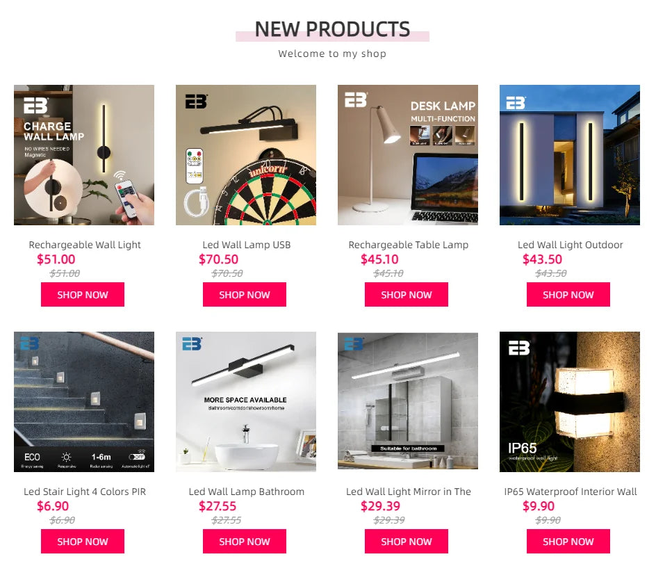 Ebuybest Led Wall Lamp Modern Black Bathroom Mirror