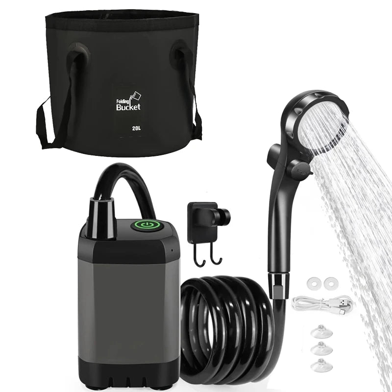 Camping Shower Equipment 6000mah Rechargeable Led Display Screen