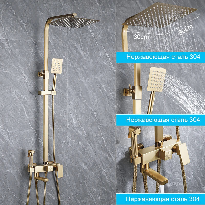 Oxg Brushed Nickel Gold Shower Faucet Bathroom Shower