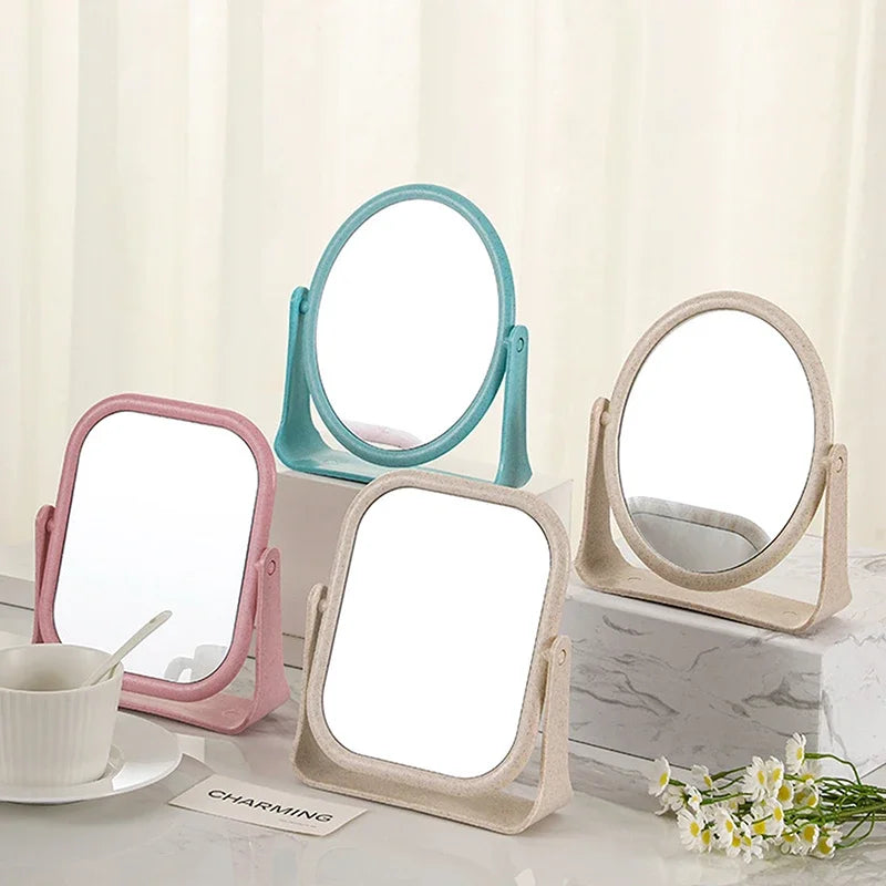 Bathroom Foldable Desktop Makeup Mirror 360 Degree Rotating