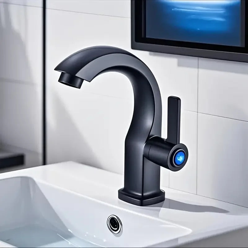Modern Hole Bathroom Sink Faucet Side Spray Matte