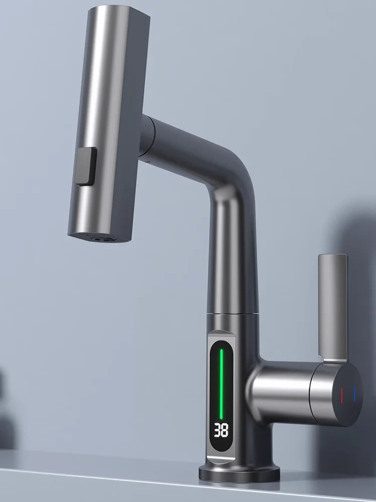 Lcd Bathroom Basin Faucet Digital Display Basin Tap