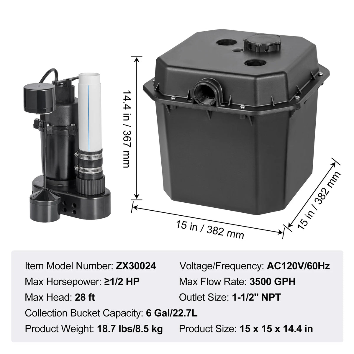 Succebuy Utility Sink Pump 1/3hp 1/2hp 120v Under-Sink