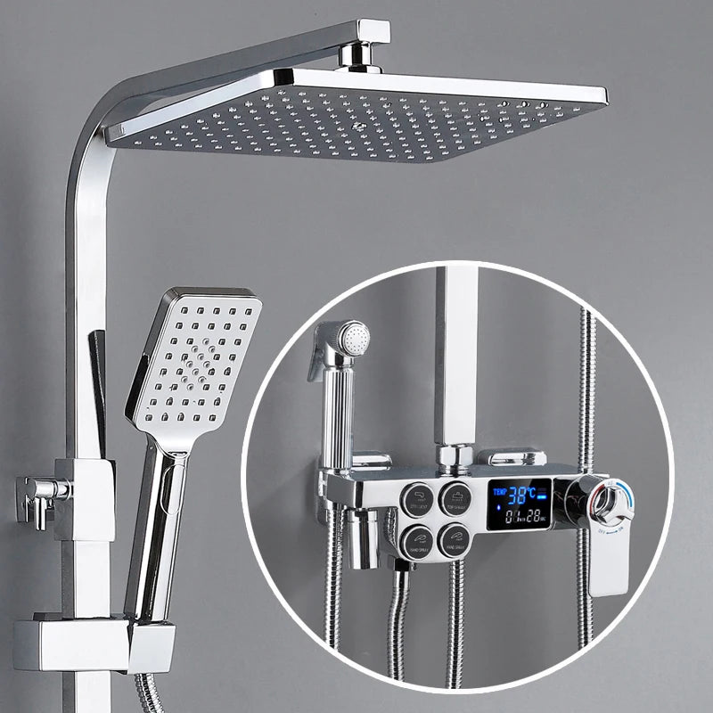 Thermostatic Bathroom Shower System Solid Brass Bathroom Faucets