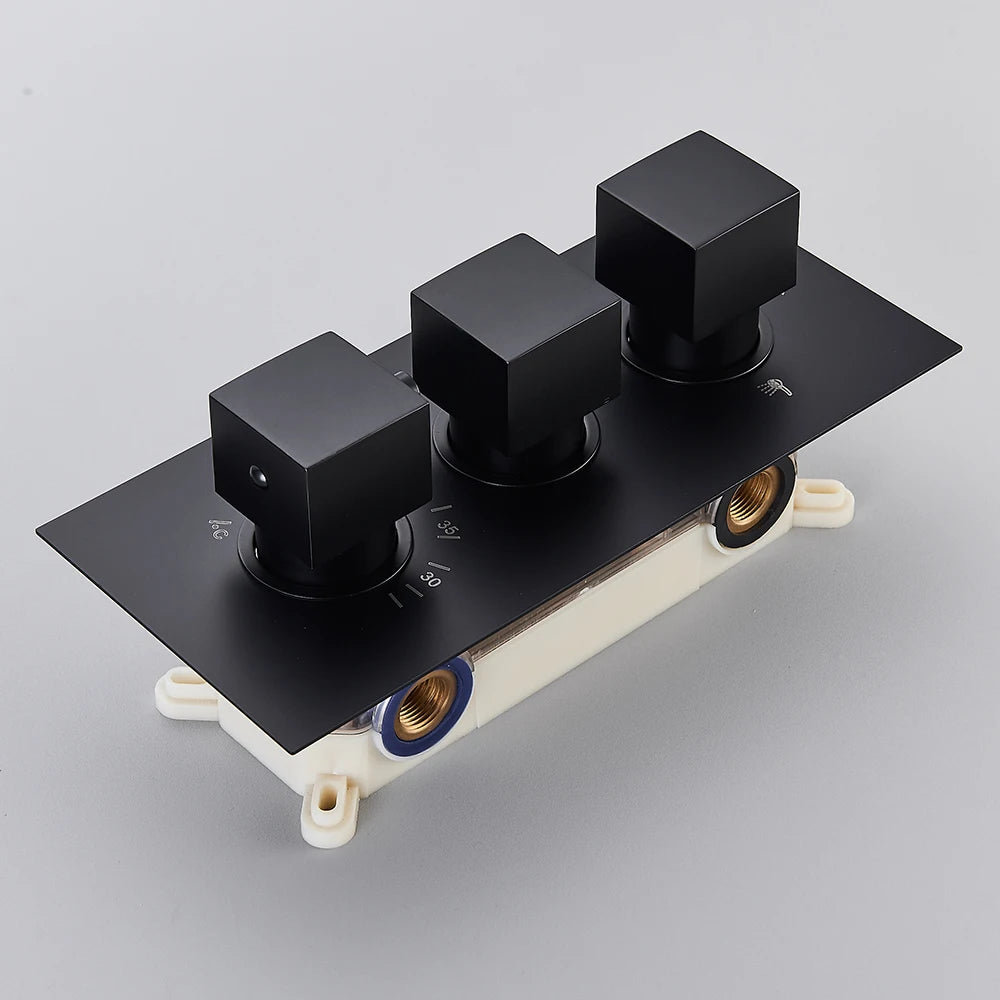 Rozin Brass Thermostatic Shower Faucet Black 40 80cm