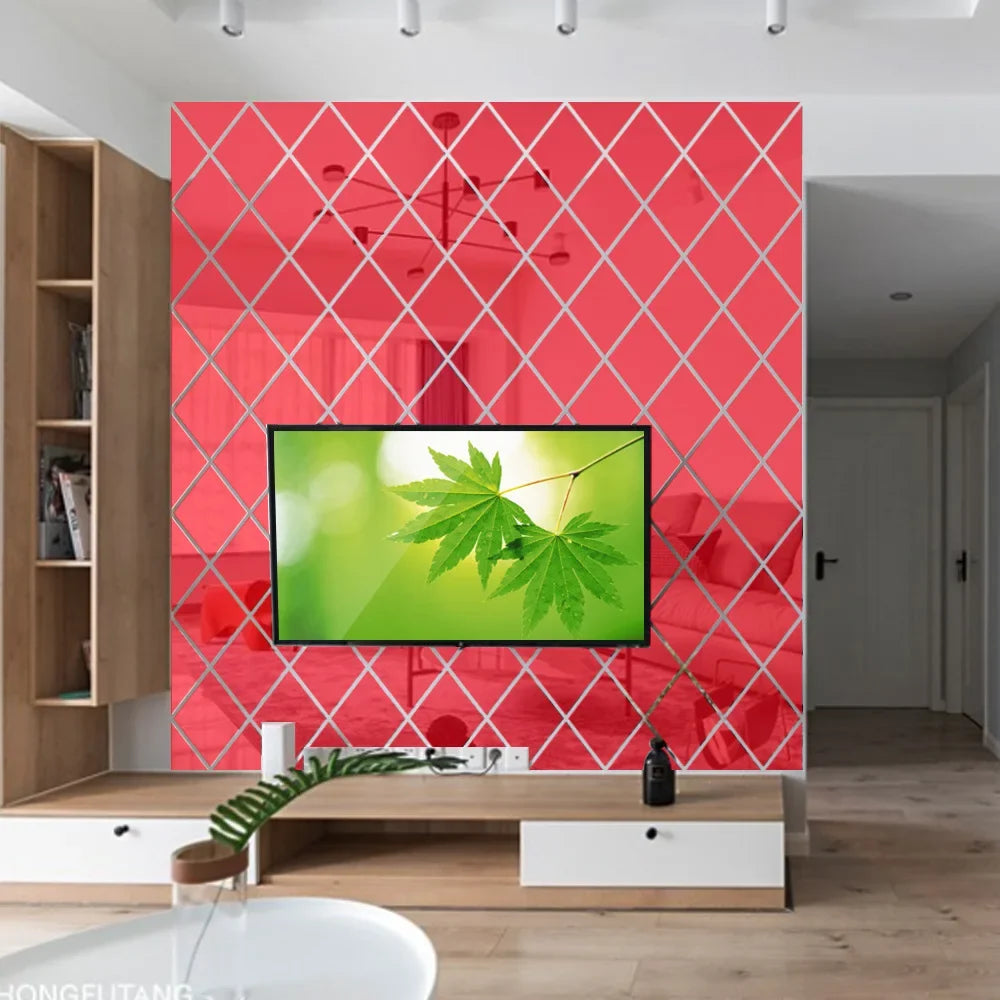 3d Mirror Stickers Acrylic Triangles Self-Adhesive Diamonds Diy