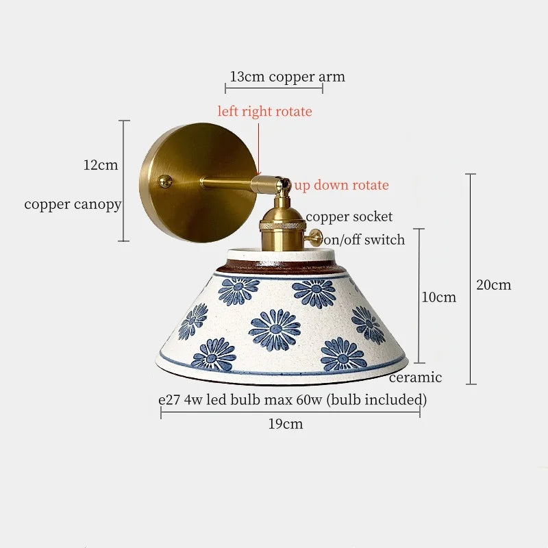 Iwhd Striped Ceramic Led Wall Lamps Bedroom Copper