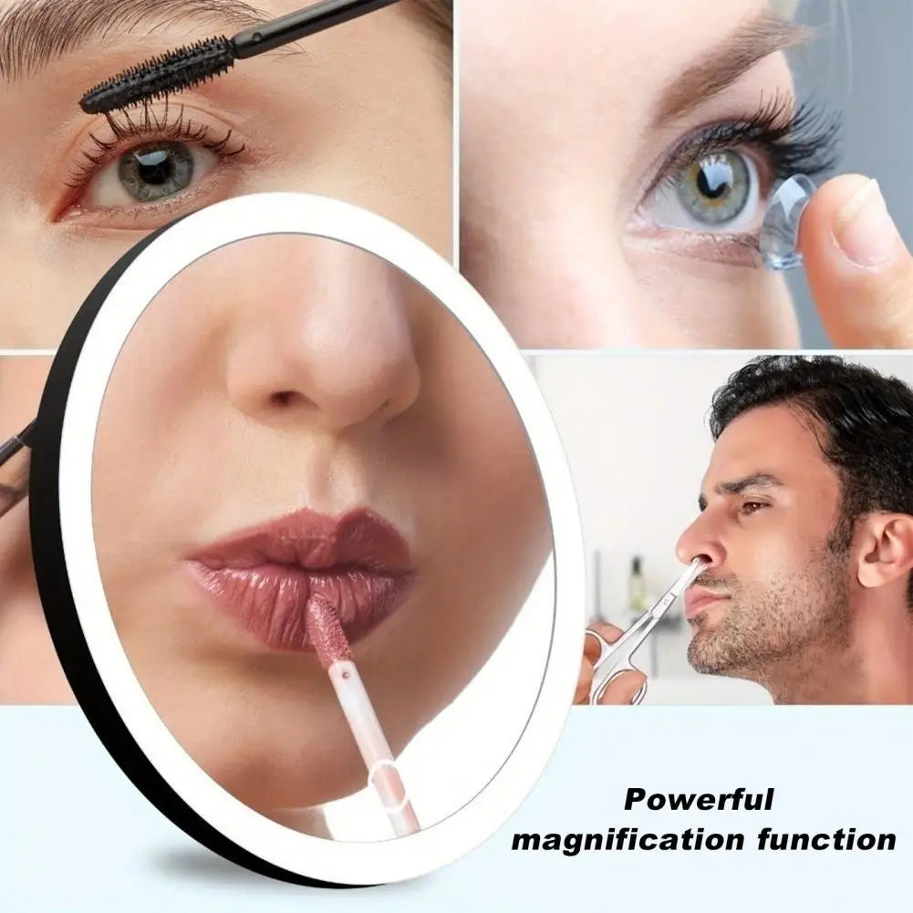 10cm 30x Magnifying Mirror Tweezers Travel Led Makeup