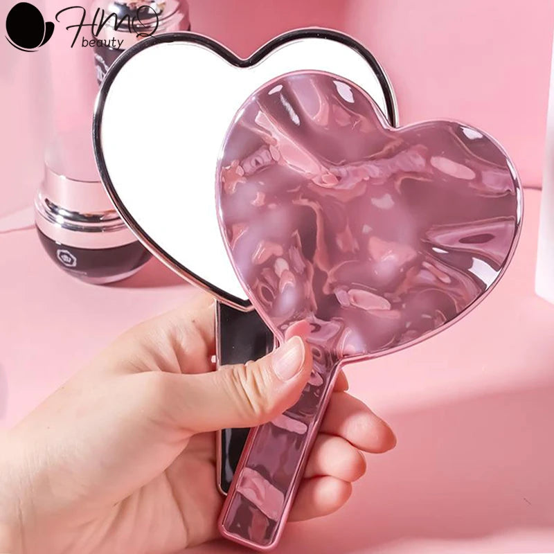 Eyelash Extensions Handheld Mirror Heart Shape Vanity Mirror