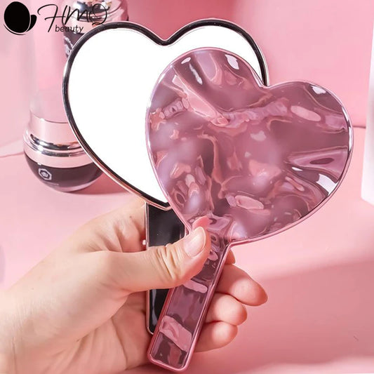 Eyelash Extensions Handheld Mirror Heart Shape Vanity Mirror
