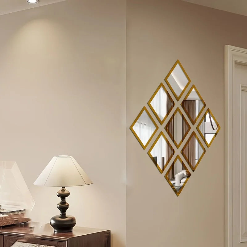 1/8pcs Geometric Rhombic Combined Shape Bathroom Acrylic Wall