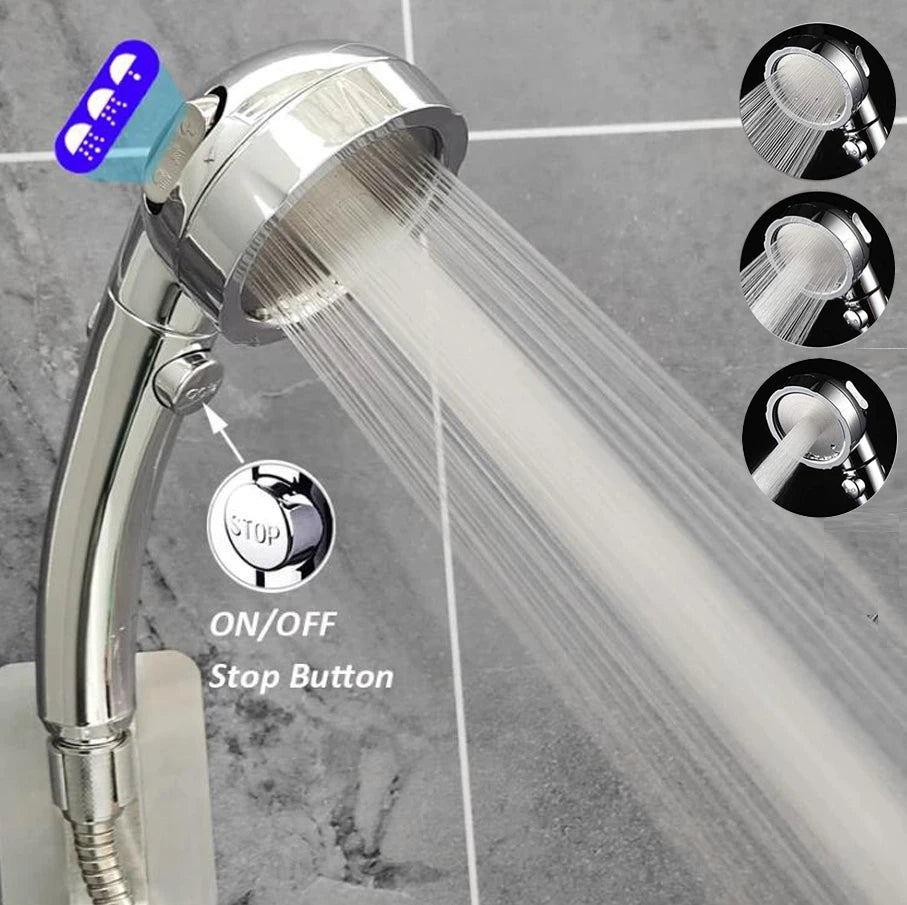 High Pressure Shower Head On/Off Pause Switch Modes