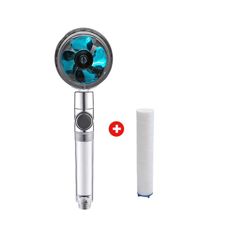 Powerful Pressurized Shower Fan Filter Showerhead One Touch