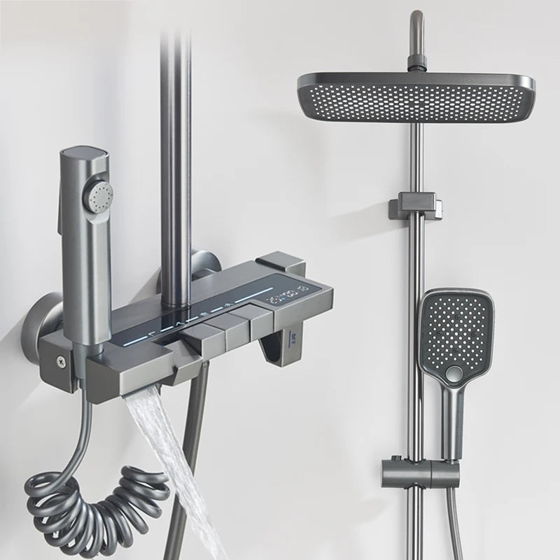 Shinesia Gray Rainfall Shower System Aluminium Tropical Shower