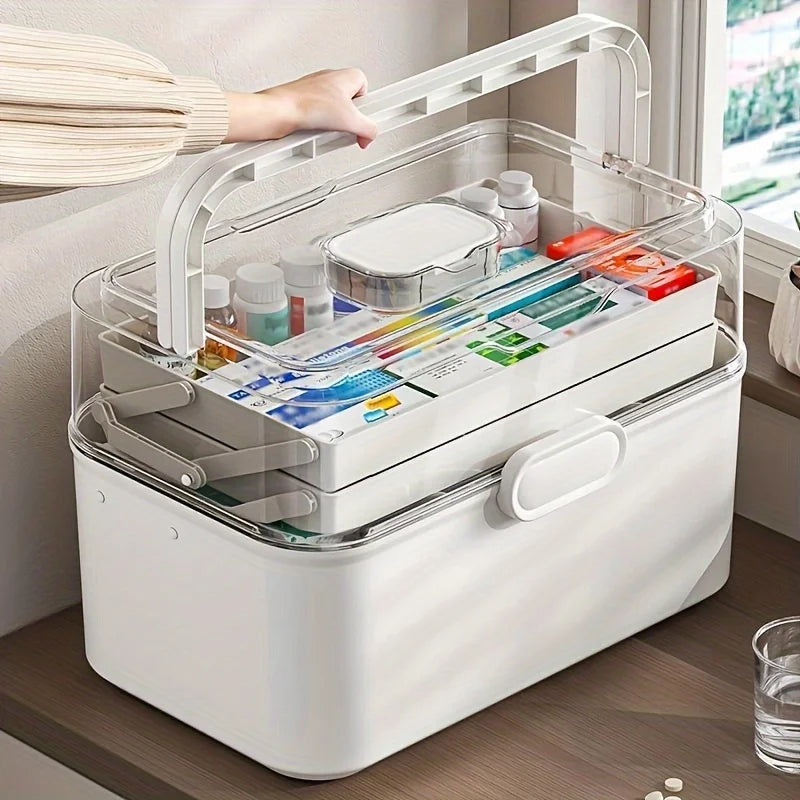 3-Tier Medicine Organizer - Medicine Cabinet Leather Handle