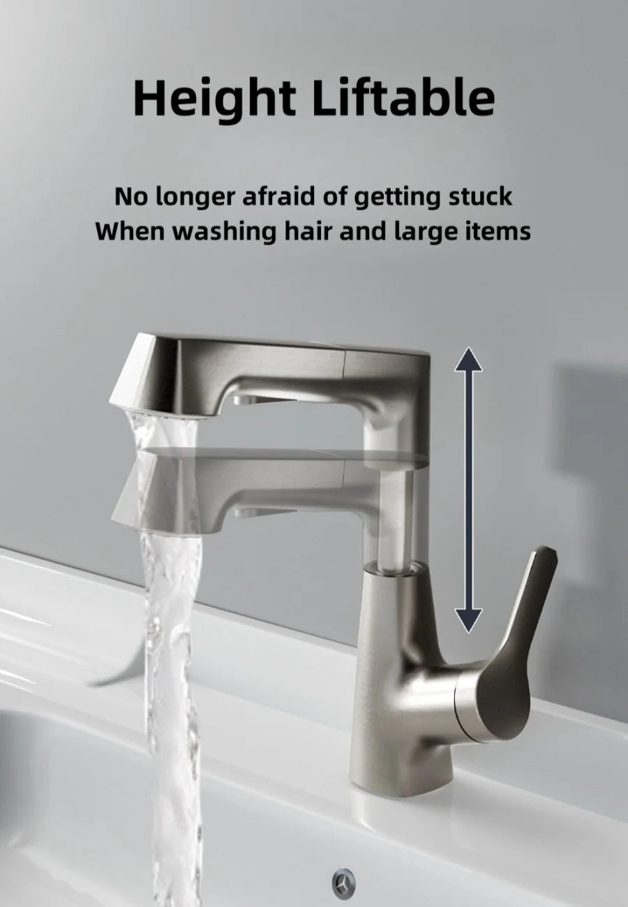 Bathroom Sink Faucet Pull Out Sprayer Handle Hole