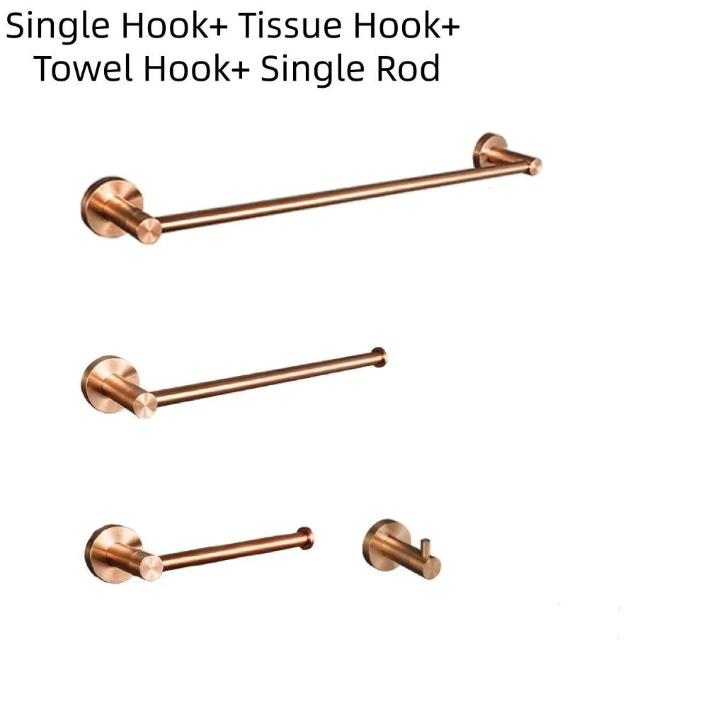 Brushed Rose Gold Bathroom Towel Rack Tissue Rack