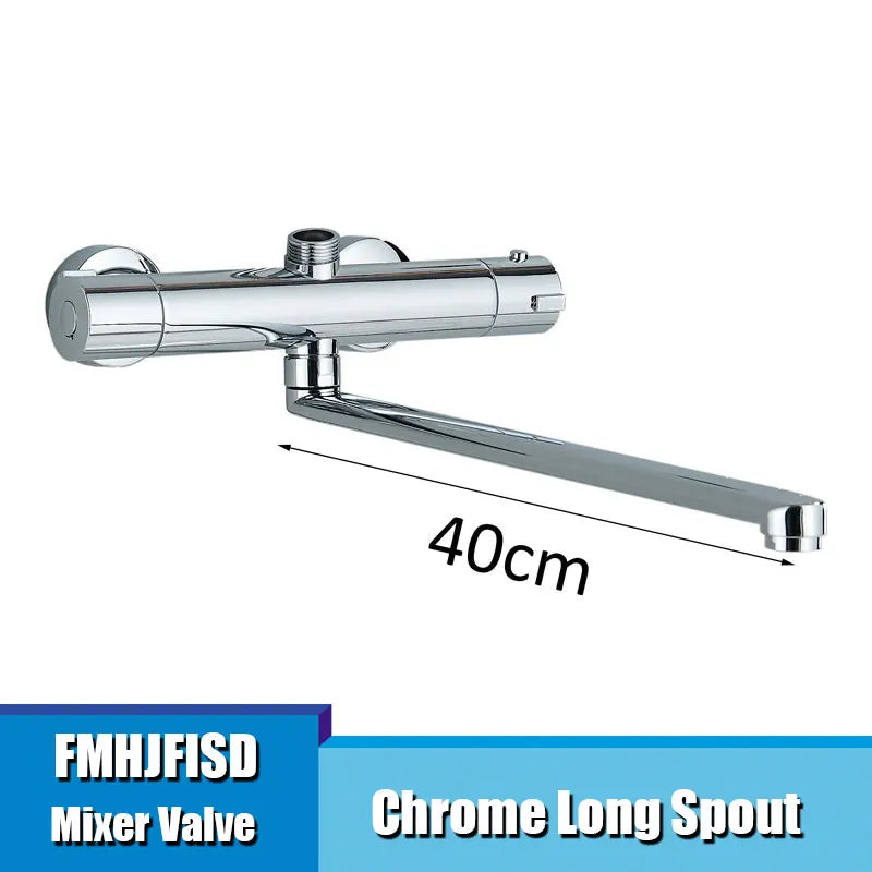 Thermostatic Bathroom Shower Faucet Chrome Mixer Valve Wall