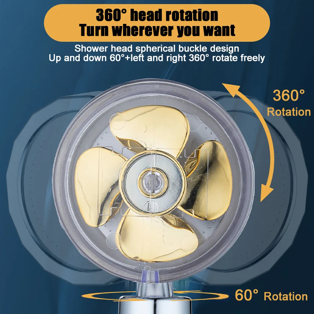 Powerful Pressurized Shower Fan Filter Showerhead One Touch