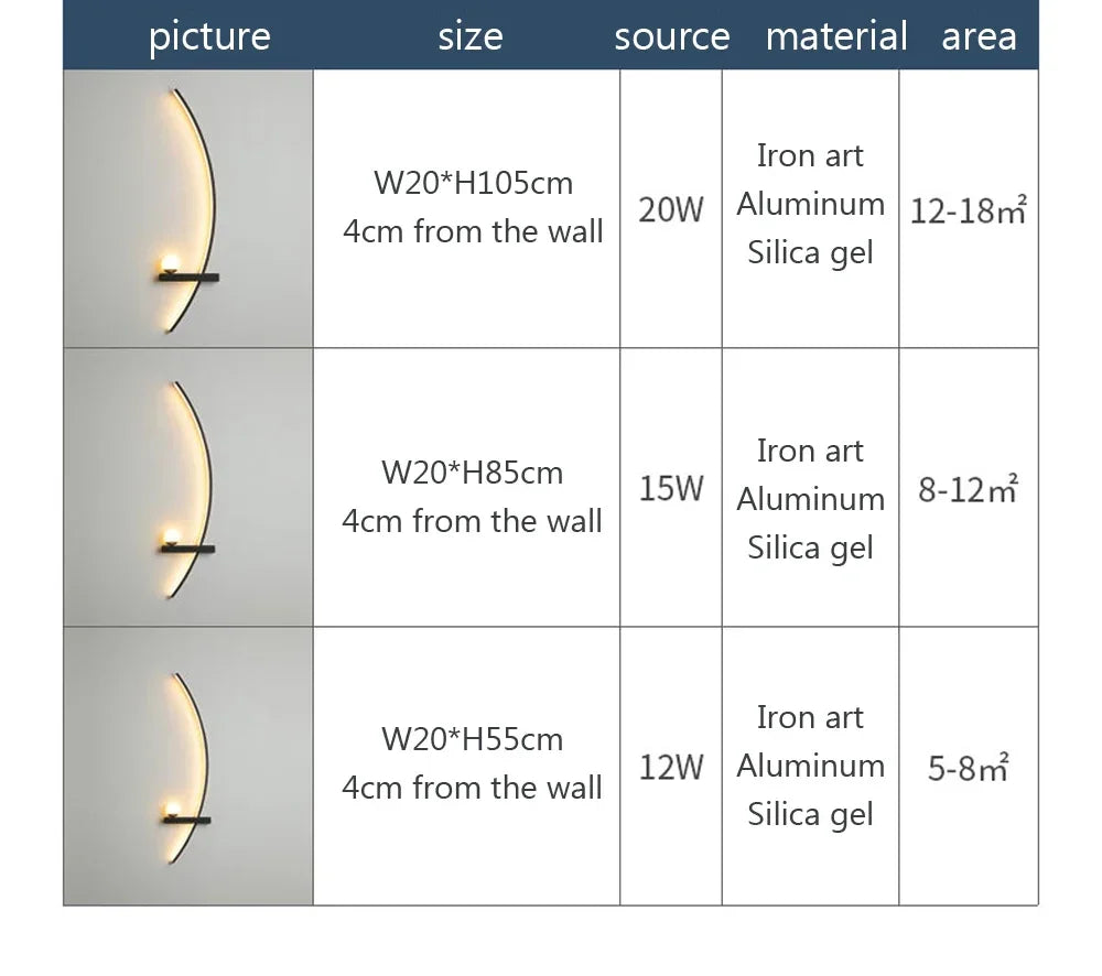 Modern Led Simple Art Bedroom Bedside Wall Lamp